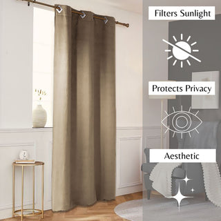 Luxurious Suede Window Curtain - Elegant Soft Texture Drapery, 95x55 Inches, Sand, 1 Panel