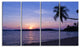 "Hanging Seat in Blue Sunset Beach" Modern Seashore Wall Art, 4 Panels, 48"x28"