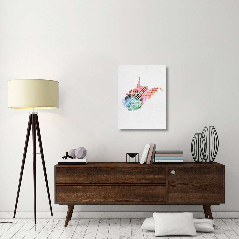 "West Virginia Watercolor Word Cloud" Fine Art Print