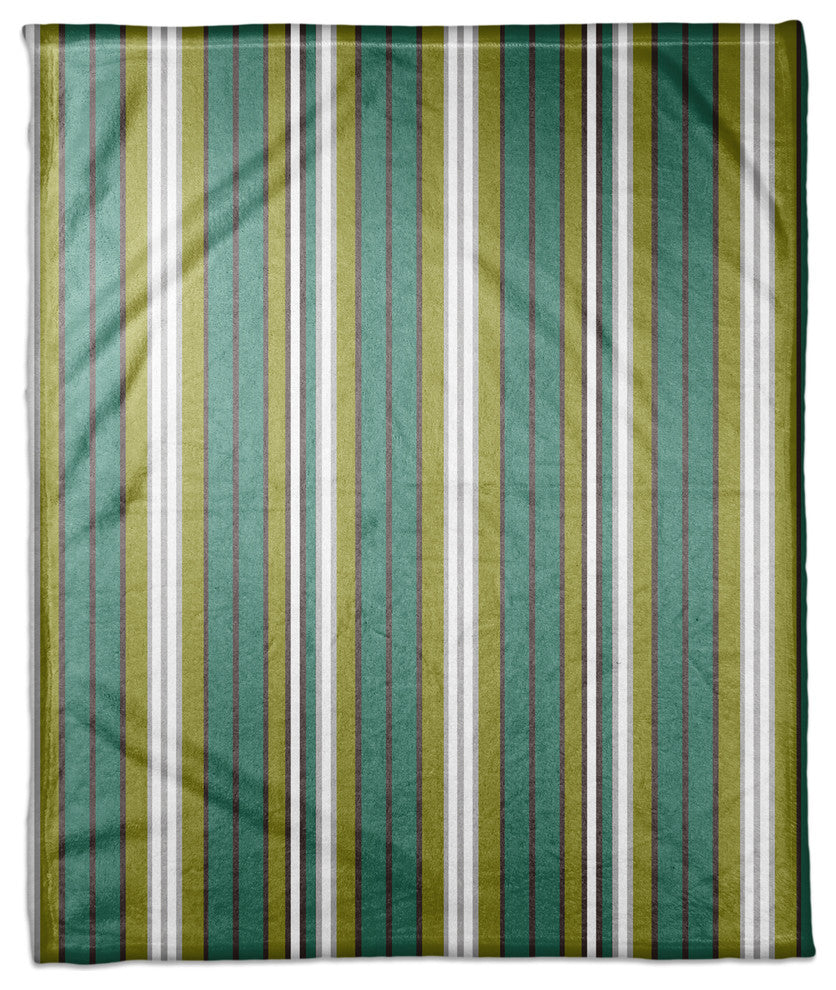 Green Stripes Fleece Blanket