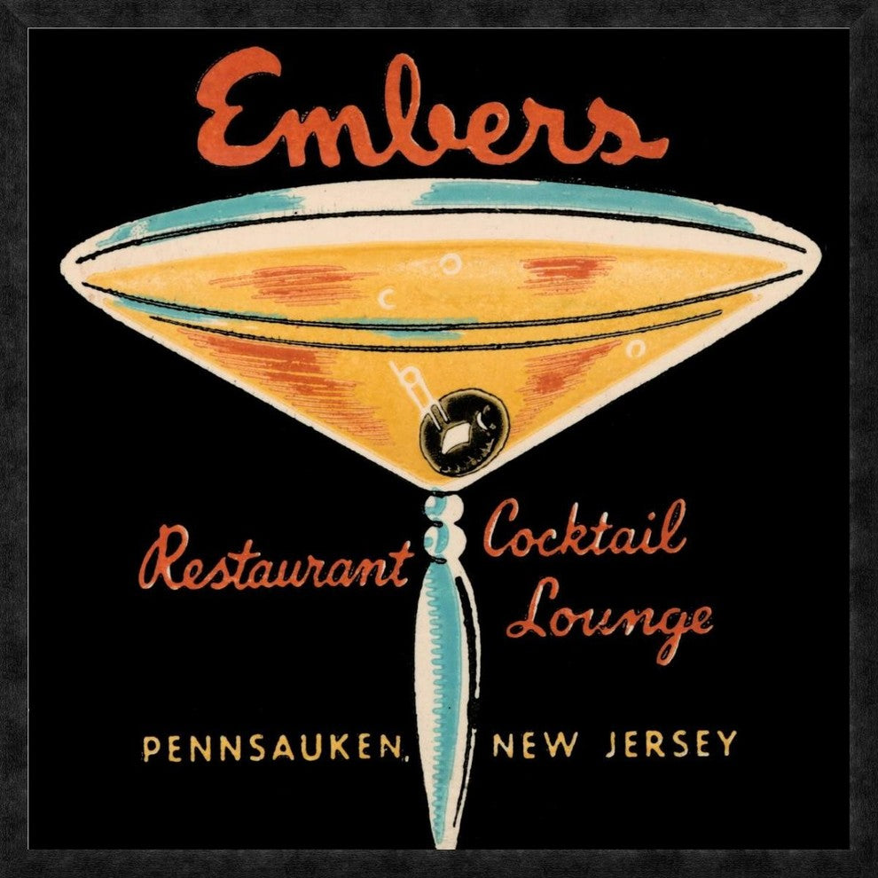 "Embers Restaurant Cocktail Lounge"  by Vintage Booze Labels, 38x38"