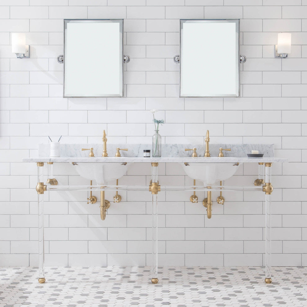 Empire 72" Wide Double Wash Stand Only, Satin Brass