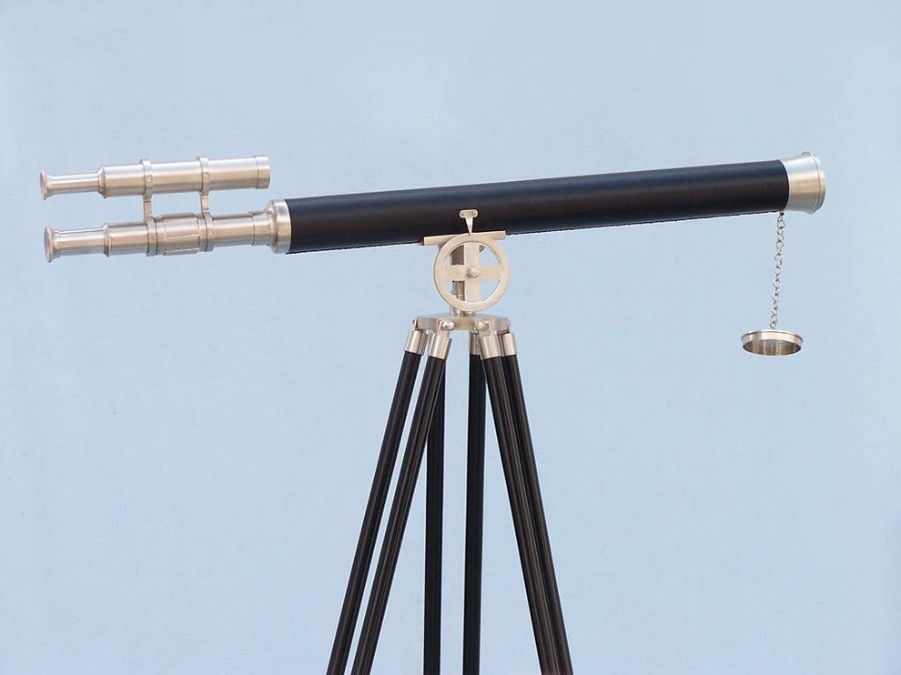 Floor Standing Brushed Nickel With Leather Griffith Astro Telescope 65''''