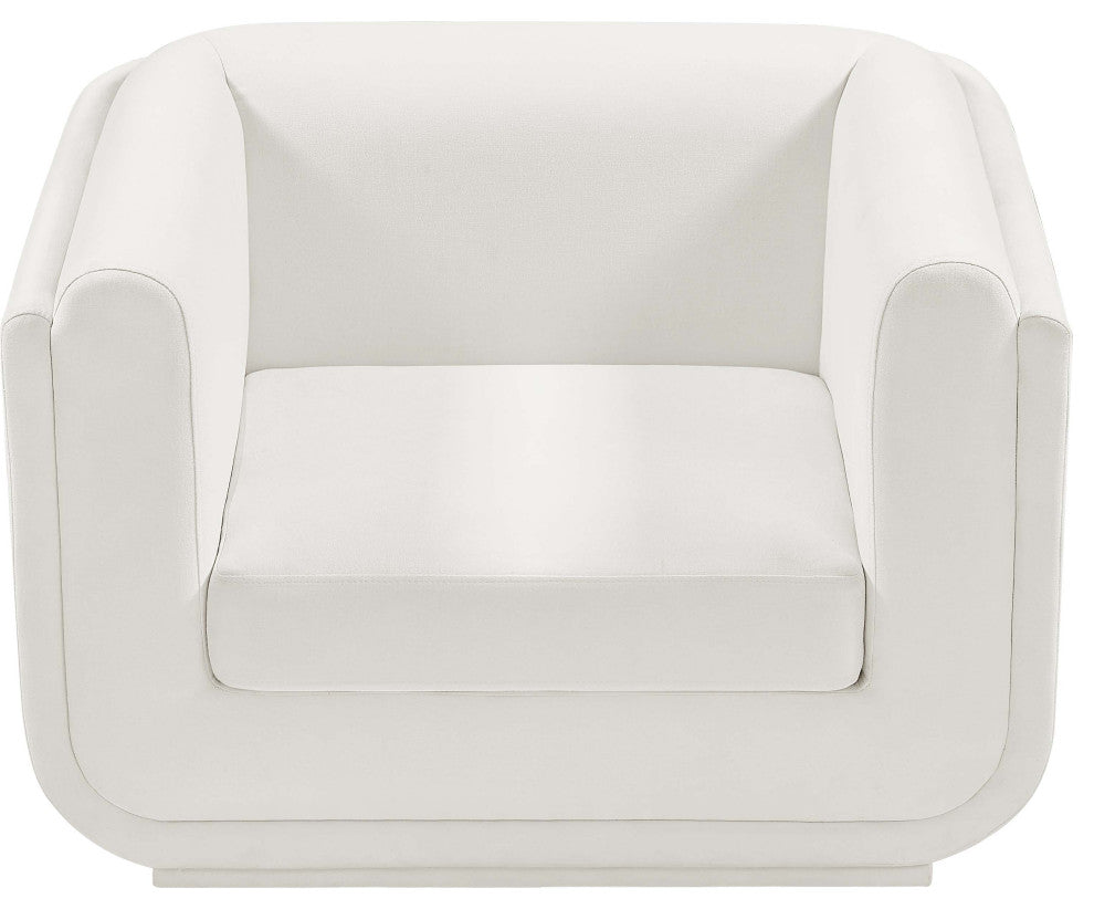 Kimora Linen Textured Fabric Upholstered Chair, Cream