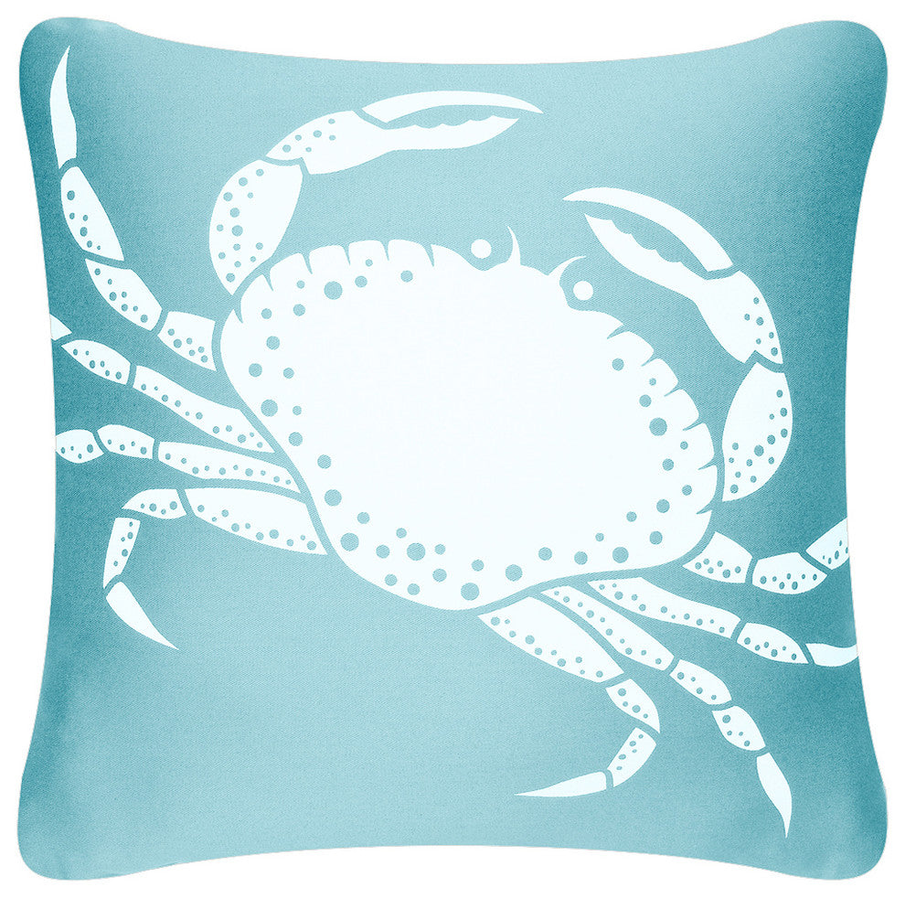 Crab Eco Coastal Throw Pillow Cover, Ocean Blue
