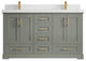 Boston 60 Double Bathroom Vanity in Evergreen 2" White Quartz