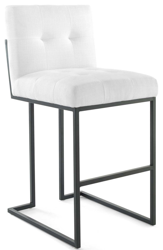 Privy Black Stainless Steel Upholstered Fabric Bar Stool Set of 2 Black White