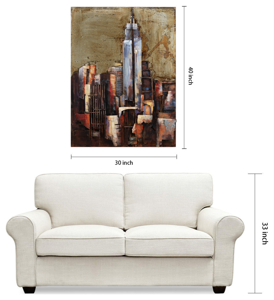 "The Empire State Building" Primo Mixed Media Hand Painted Iron Wall Sculpture