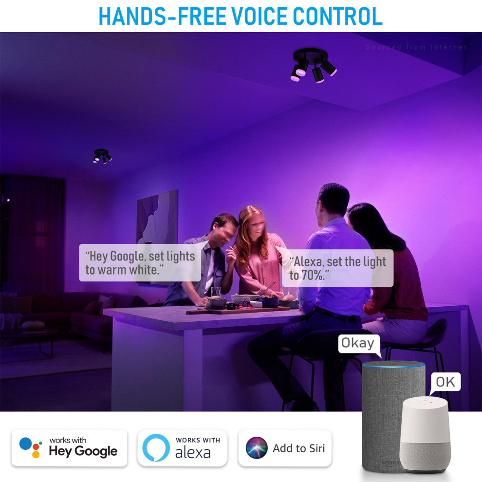 2 Pack LED Smart RGB Ceiling Spotlights Directionaland Dimmable