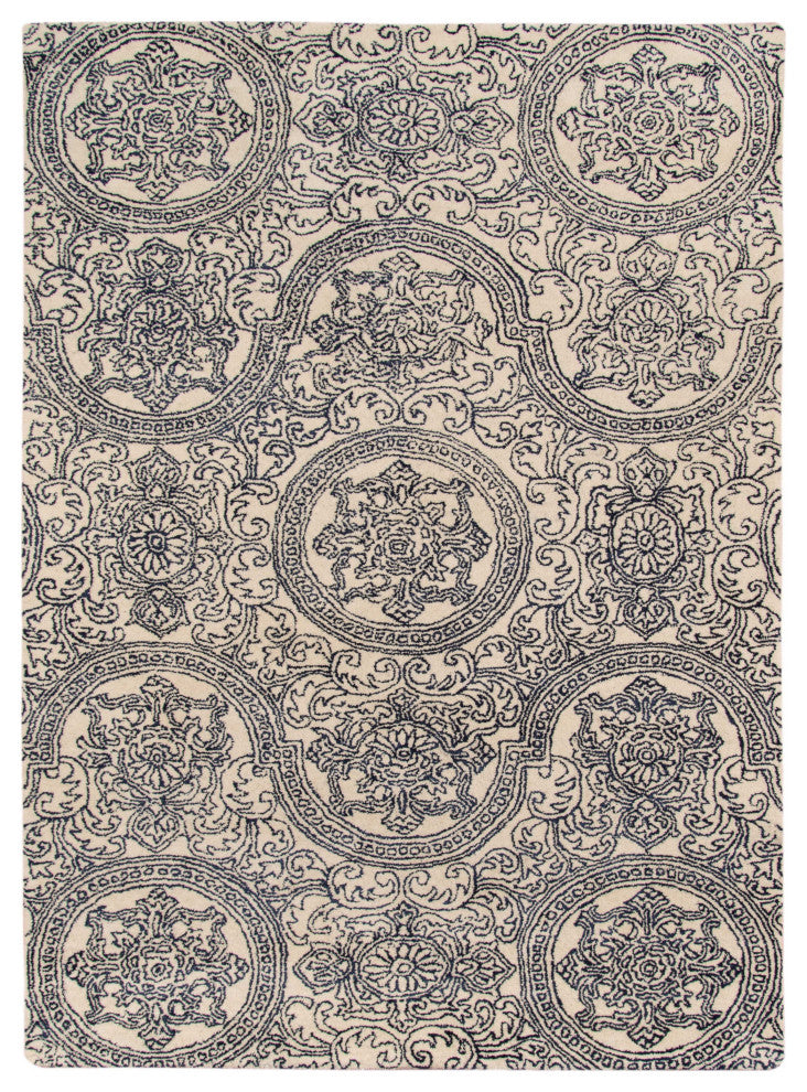 8" X11" X 0.5" Blue Wool Area Rug
