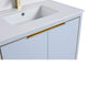 Opulence Bath Vanity, Pastel Blue, 30", Satin Brass Hardware, White Top