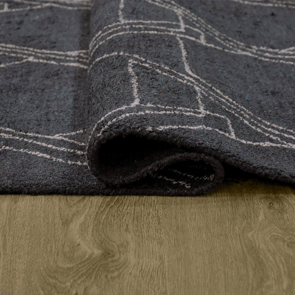 HAND KNOTTED LOOM SILK ECO-FRIENDLY RUG-Rectangle,Charcoal Beige, Contemporary