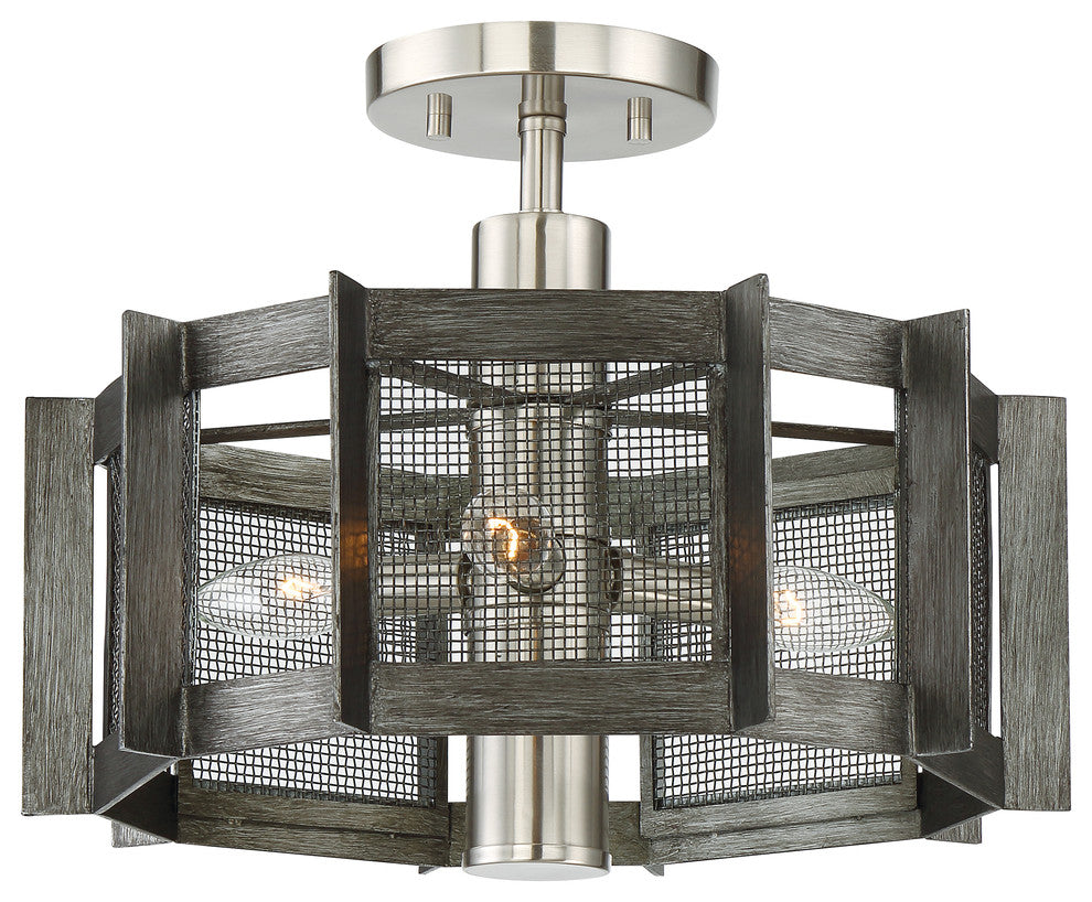 Baxter 3-Light Semi-Flush, Weathered Iron