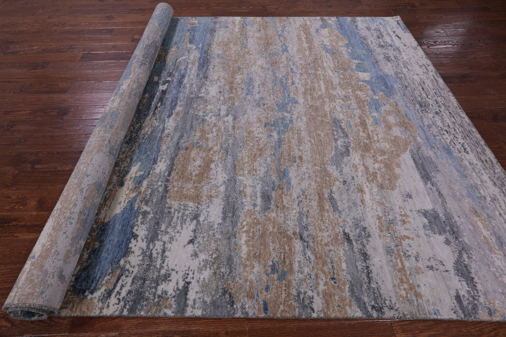 7' 11" X 10' 1" Wool & Silk Modern Handmade Rug - Q15532