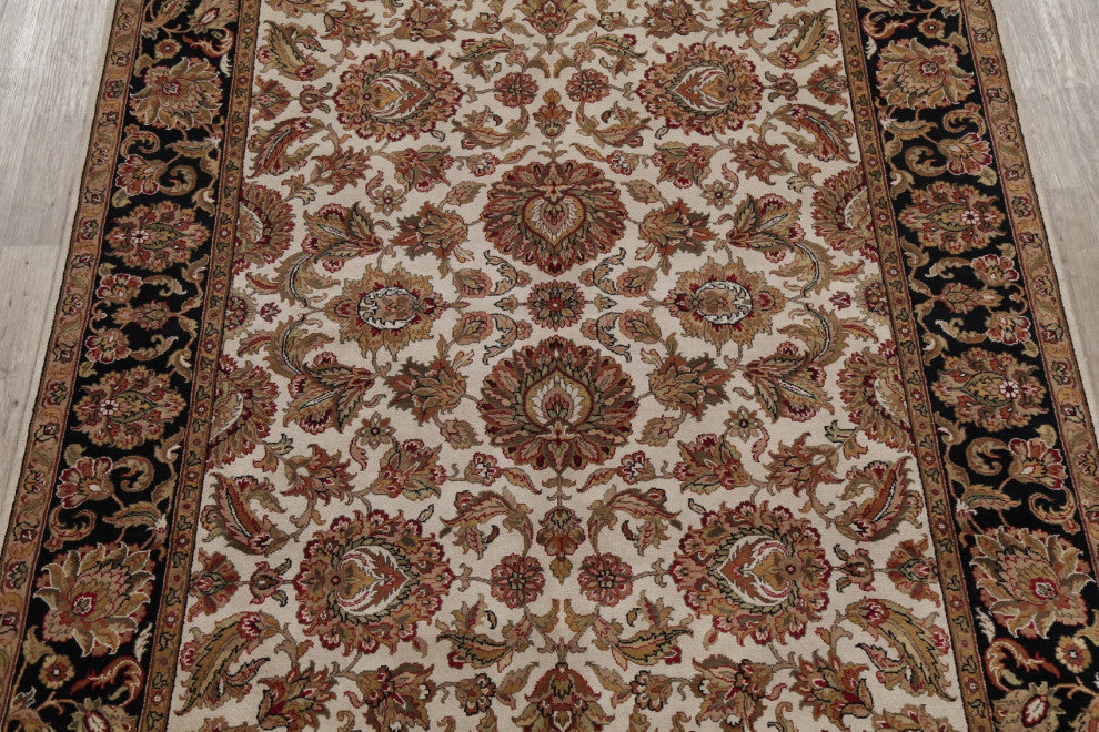 All-Over Oriental Agra Traditional Bordered Hand-Knotted Area Rug, Beige, 8x10