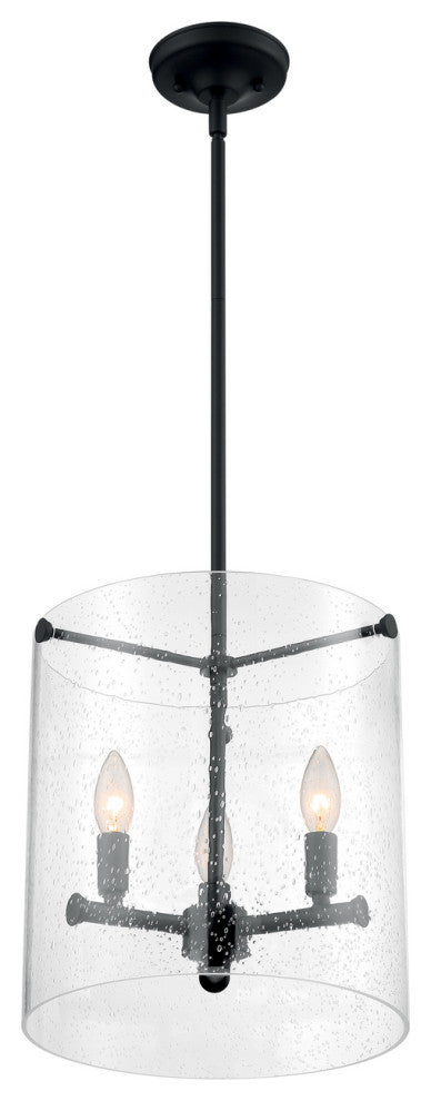 Bransel Three Light Pendant, Matte Black