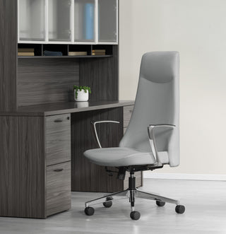 High Back Fabric Office Chair With Chrome Base, Dillon Steel