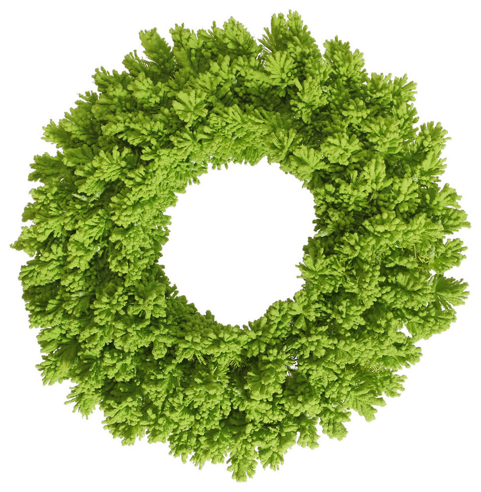 24" Flocked Lime Fir Wreath 150T