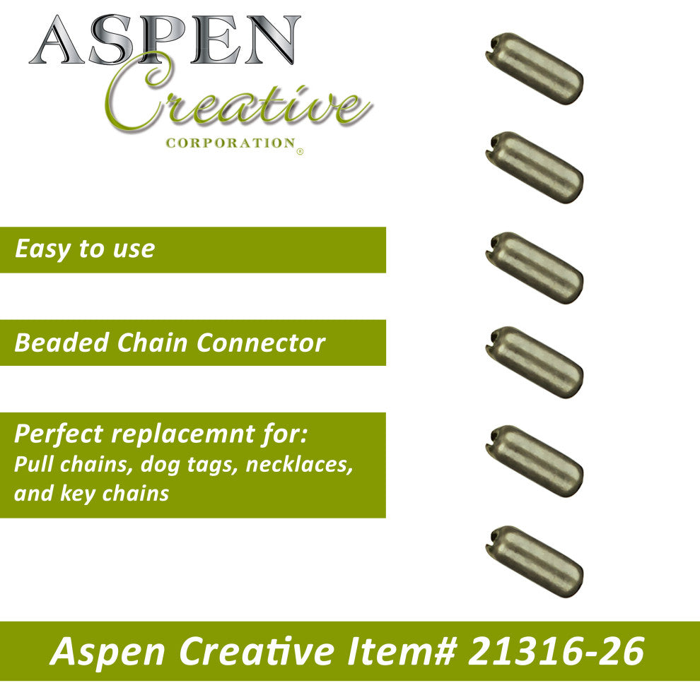 Aspen Creative 21316-36 Beaded Chain Connectors Plated in Antique Brass, 6 Pack