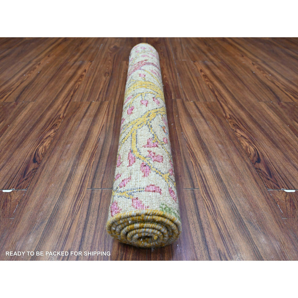 Smoke Gray Afghan Peshawar Wool Hand Knotted Oriental Rug, 3'1"x5'1"