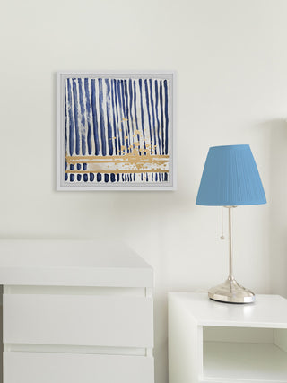 "Blue Verticals" Framed Painting Print, 12"x12"
