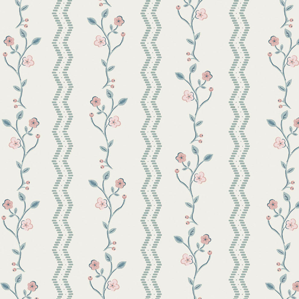 Laura Ashley Blencow Stripe Dark Duck Egg Blue Wallpaper