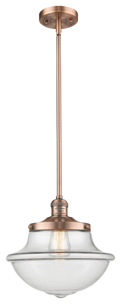 Large Oxford 1-Light Mini Pendant, Antique Copper, Clear