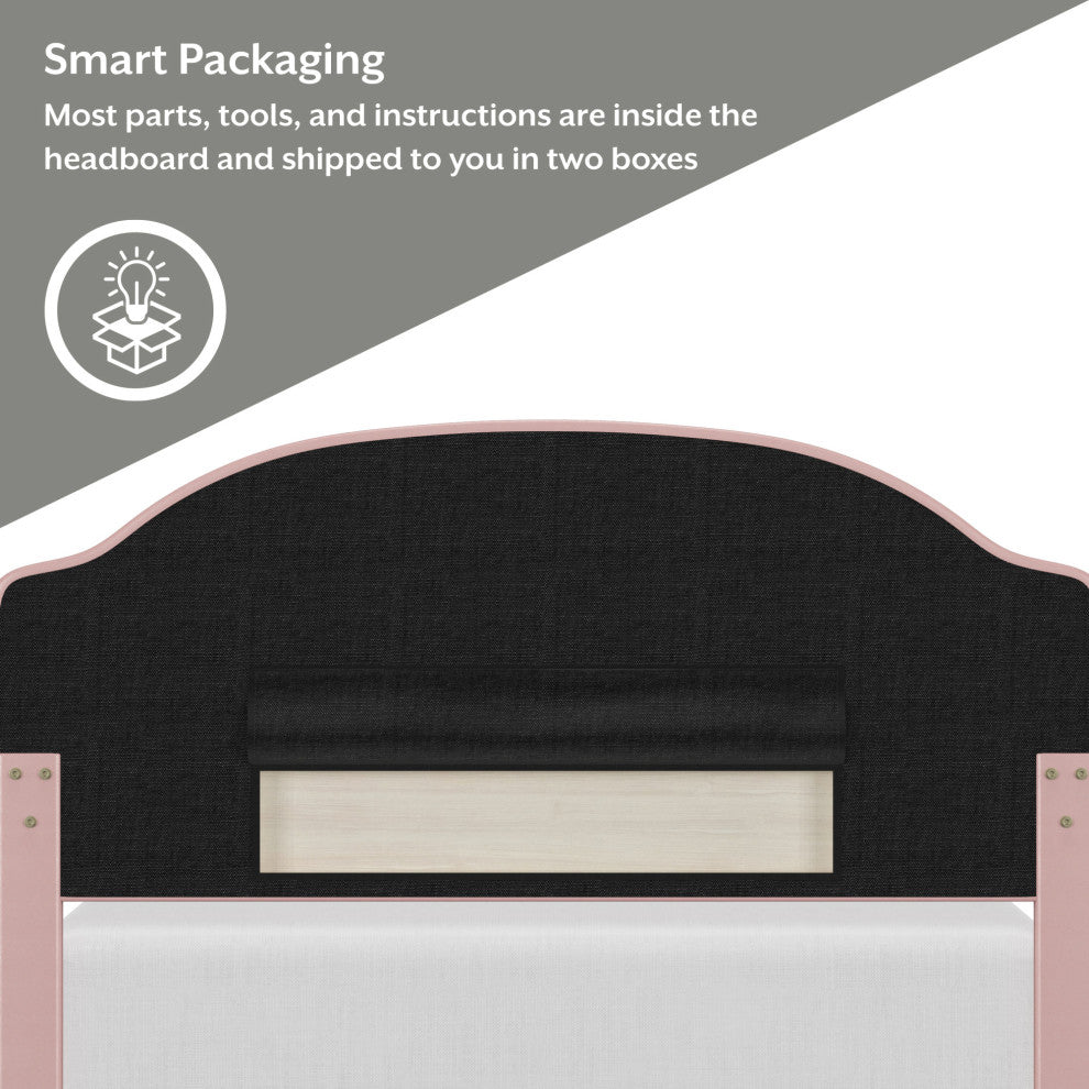 Karley Upholstered Bed, Pink Faux Leather, Full