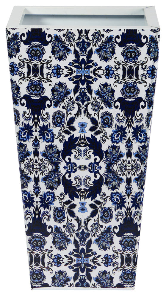 18" Oriental Blue and White Classic Metal Planter