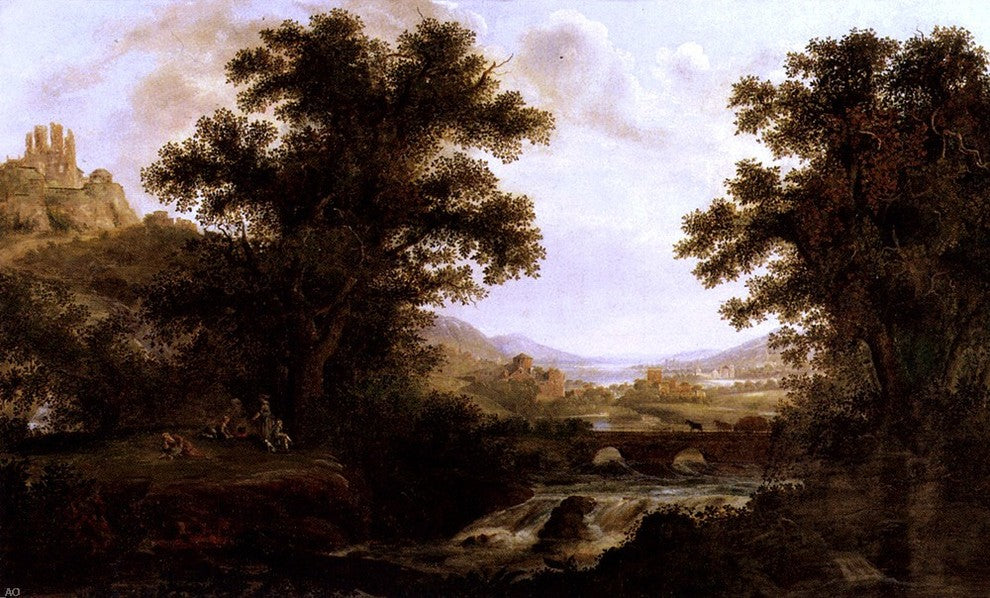 James Lambert An Italianate Landscape With Drovers Wrapped Canvas