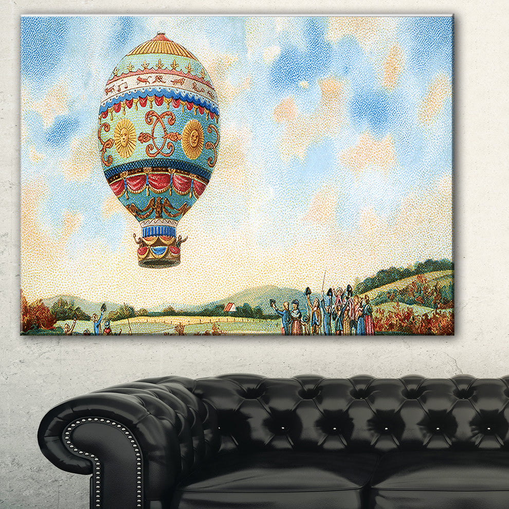 "Hot Air Balloon Illustration" Digital Art Canvas Print, 32"x16"