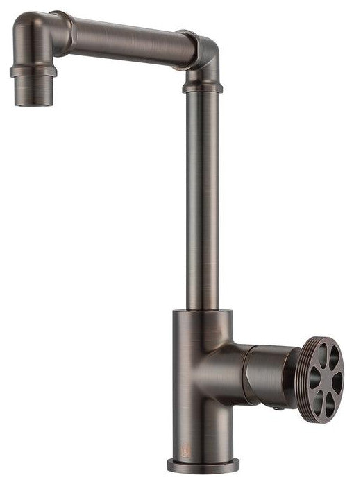 Urban Deck Mount Round Wheel Handle 1-Hole Bathroom Faucet, Oil-Rubbed Bronze