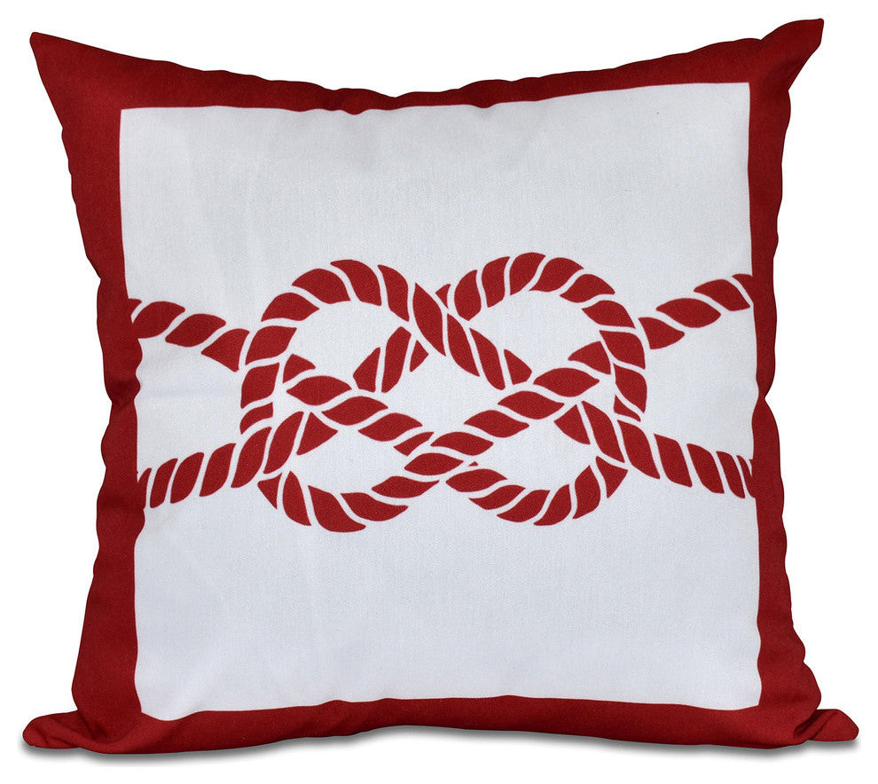 Nautical Knot, Geometric Print Pillow, Red, 16"x16"