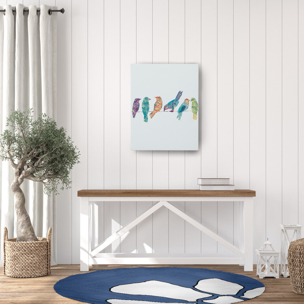 Petal Lines Spring Chenille Rug, Blue, 5' Round