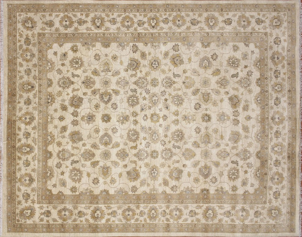 Peshawar Kurush Ivory Hand-Knotted Rug, 7''11x9''10