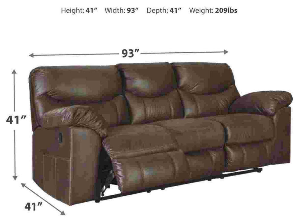Benzara BM262344 Manual Reclining Sofa With Fabric Upholstery/Pull Tab, Brown