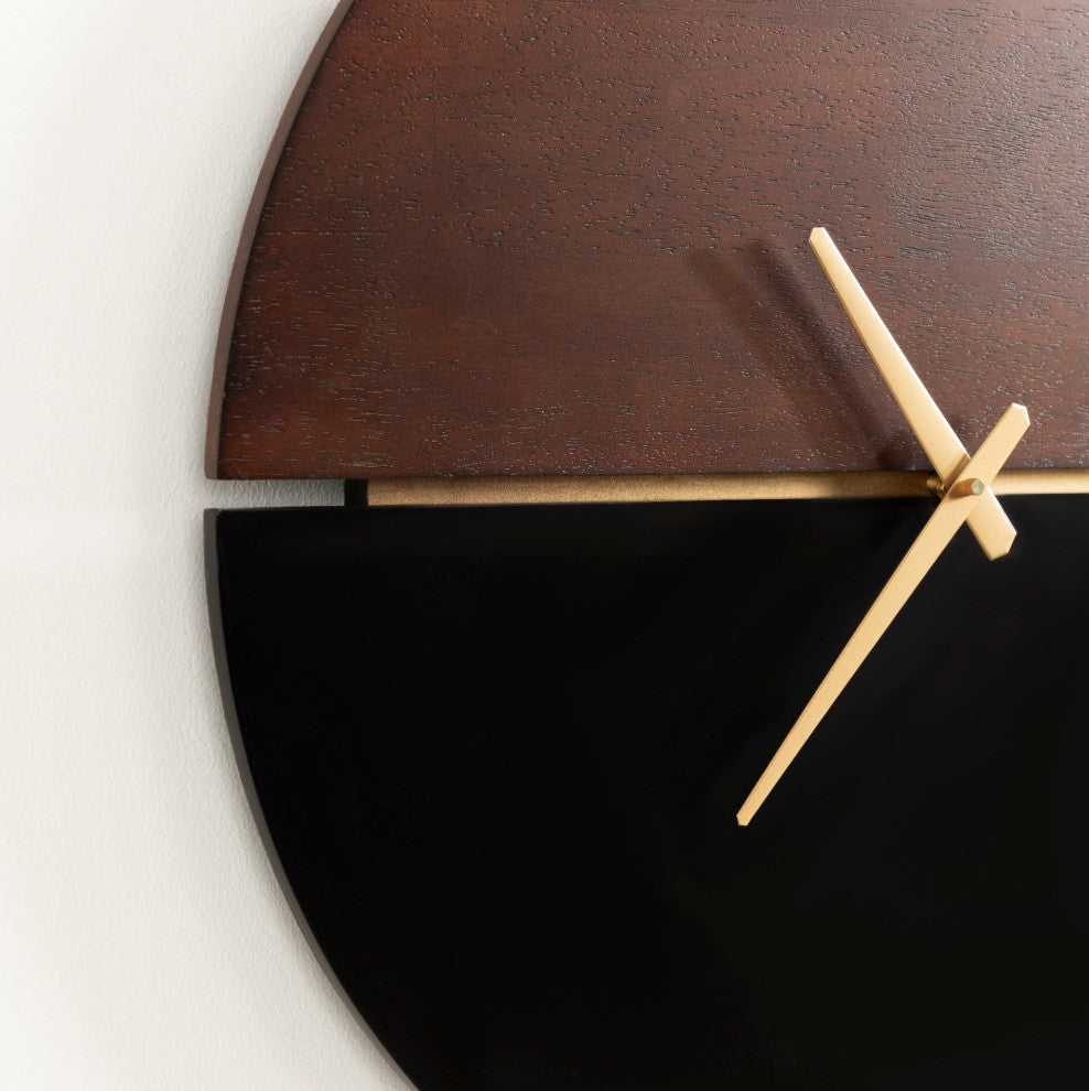 Keene Wall Clock, Walnut Brown/Black, 22"