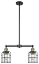 Small Bell Cage 2-Light Chandelier, Black Antique Brass, Clear