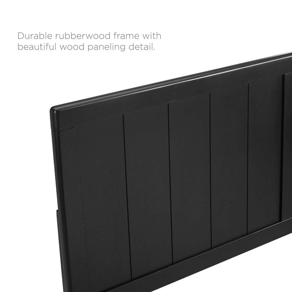 Platform Bed Frame, King Size, Wood, Black, Modern Mid-Century, Bedroom Master