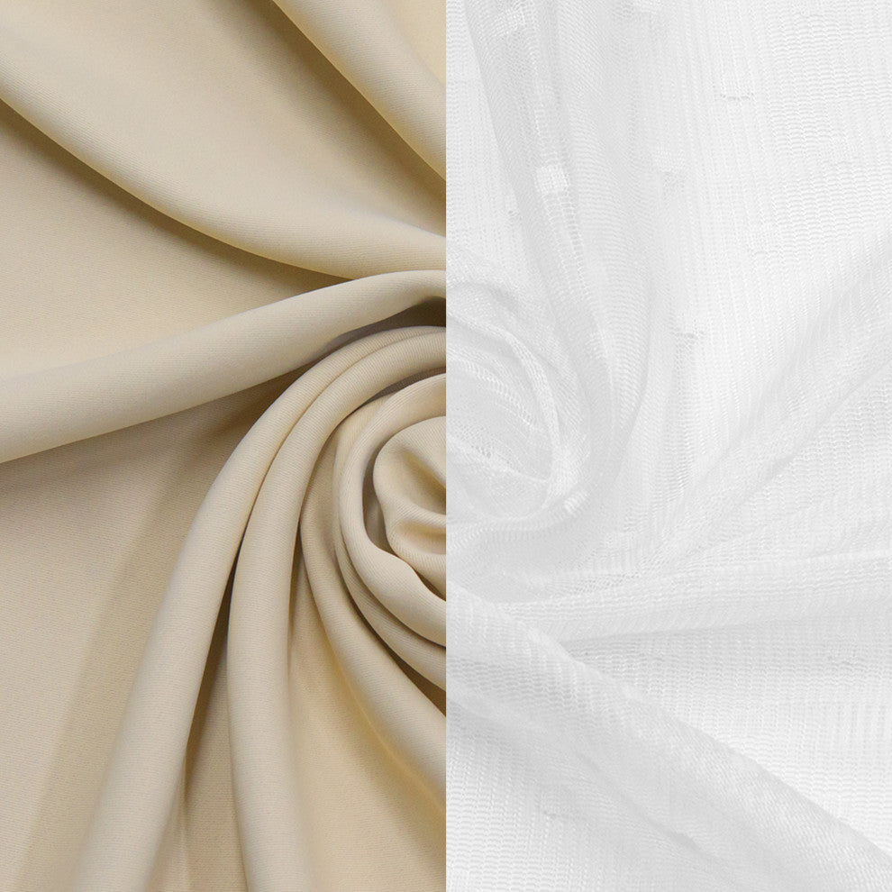 Sheer Pretty Dot and Blackout Curtains, Beige, 52"x96"