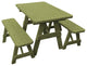 Pressure Treated Pine Picnic Table With 2 Benches, Linden Leaf Stain, 5 Foot, No Umbrella Hole