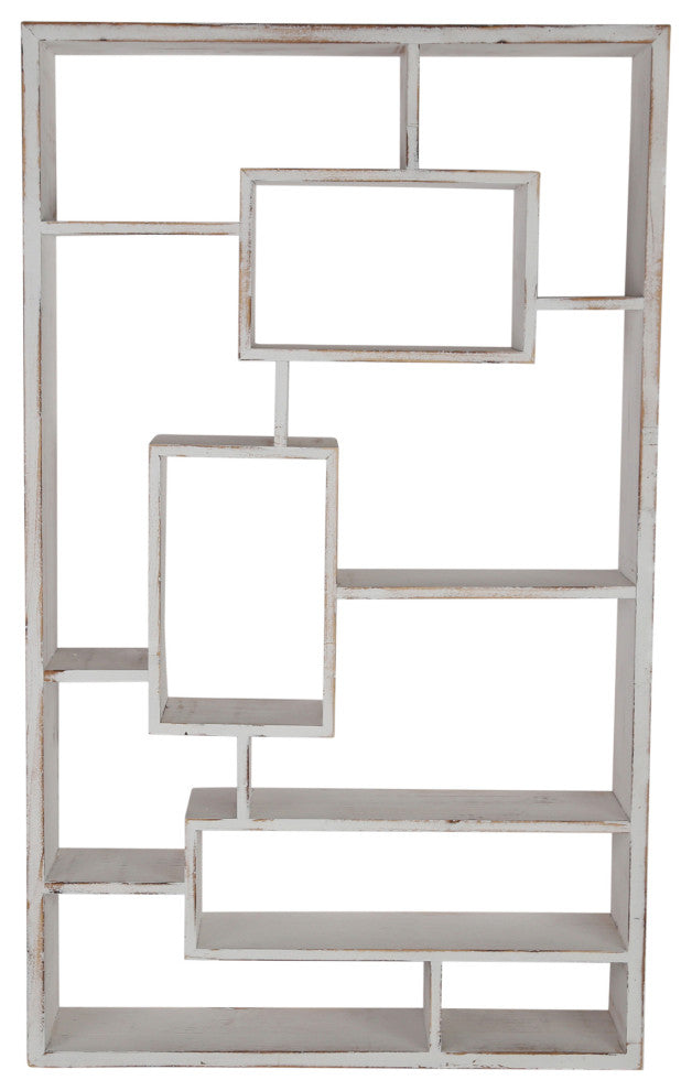 Wooden Multi Tier Wall Shelf, Whitewash