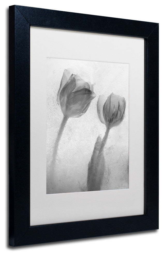 'Flowers on Ice-1' Matted Framed Canvas Art by Moises Levy