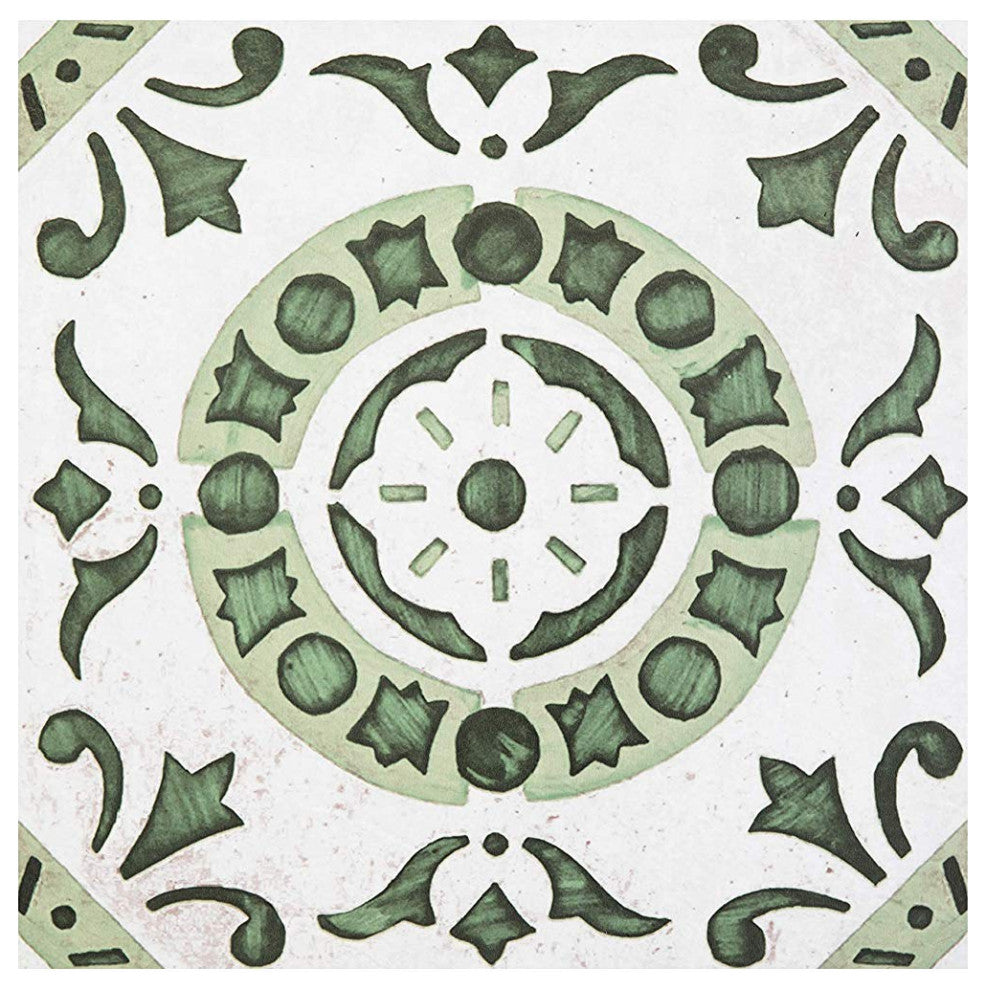 Achim Home Furnishing Retro 12" x 12" Self Adhesive Floor Tiles Green Medallion