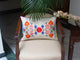 Lumbar Beige Floral Cotton Decorative Pillow Cover Silk Embroidery  18x18"