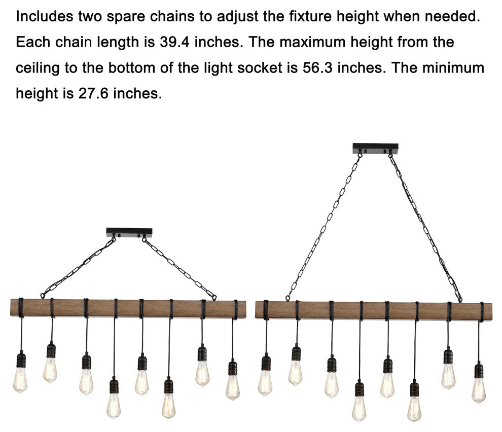 Sheila 8-light Natural Wooden Beam Linear Chandelier
