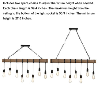 Sheila 8-light Natural Wooden Beam Linear Chandelier