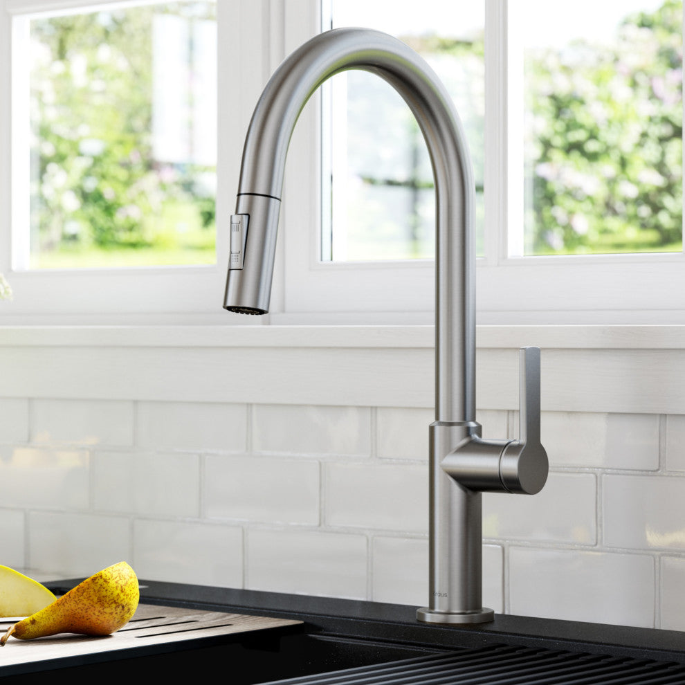 Oletto Pull-Down 1-Hole Kitchen Faucet, Spot Free Stainless Steel
