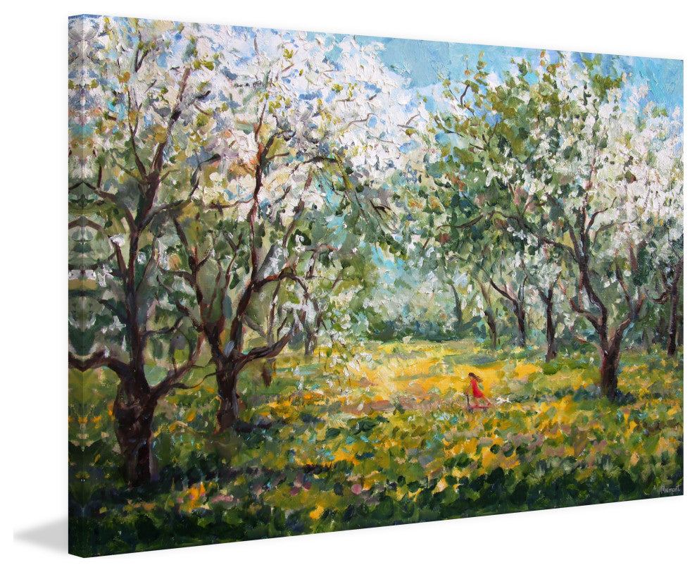 "Wildflower and Trees" Painting Print on Wrapped Canvas, 18x12