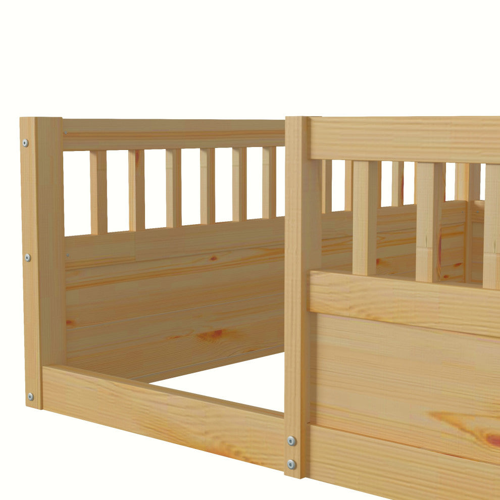 Gewnee Full Floor Bed Frame with Fence